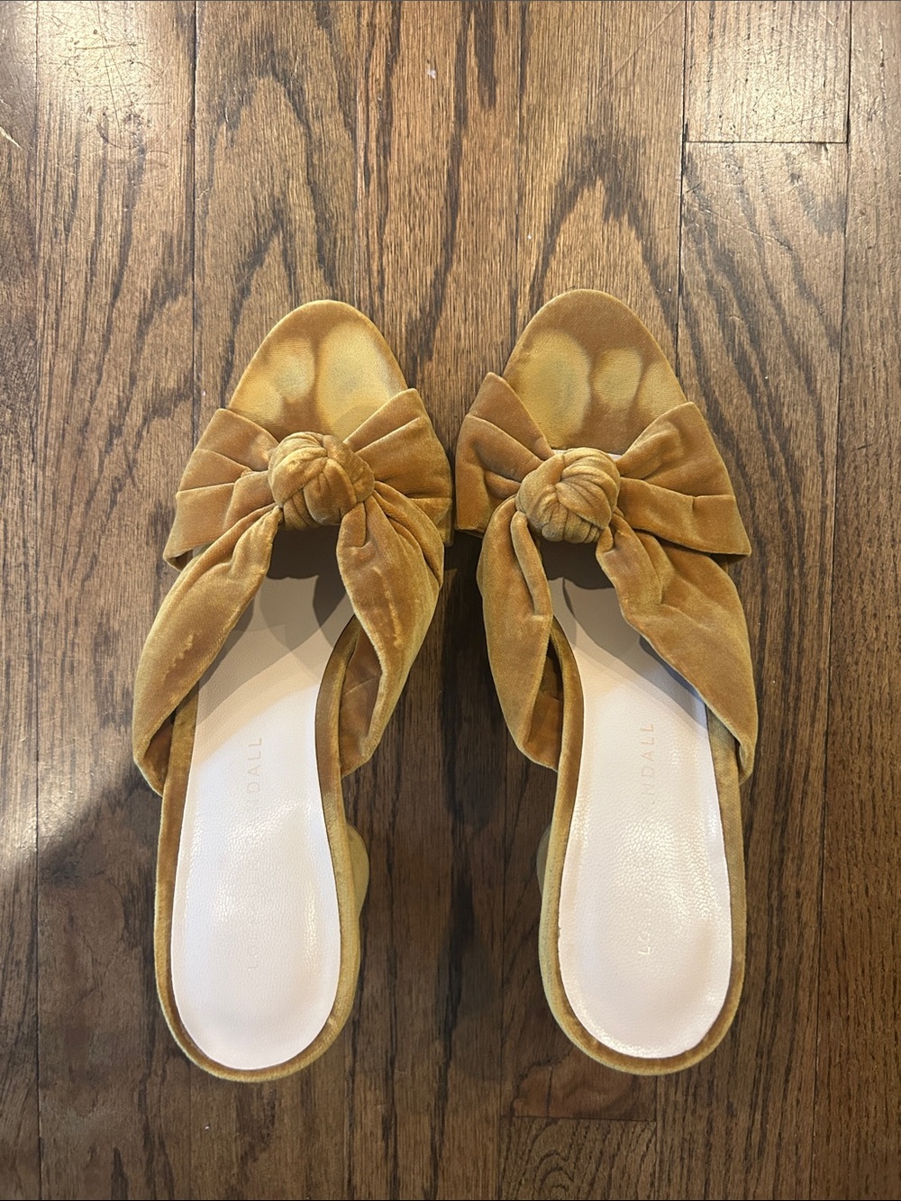 Loeffler  Randall Velvet Slide Sandals - Mustard